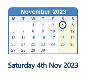 4 November 2023 calendar
