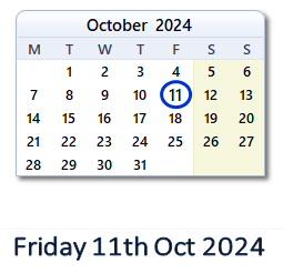11 October 2024 calendar