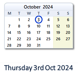 3 October 2024 calendar