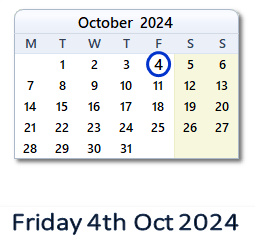 4 October 2024 calendar