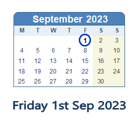 1 September 2023 calendar