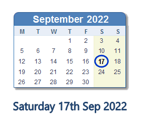 17 September 2022 calendar