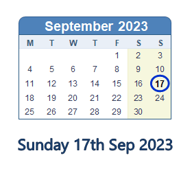 17 September 2023 calendar