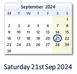 21 September 2024 calendar
