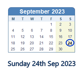 24 September 2023 calendar