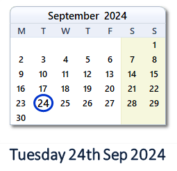 24 September 2024 calendar