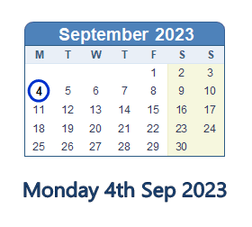 4 September 2023 calendar
