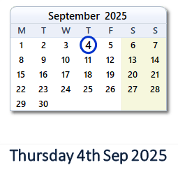 4 September 2025 calendar