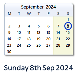 8 September 2024 calendar