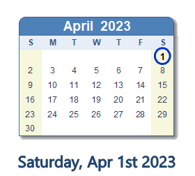 April 1, 2023 calendar