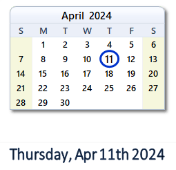 April 11, 2024 calendar