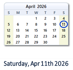 April 11, 2026 calendar