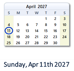 11 April 2027 calendar