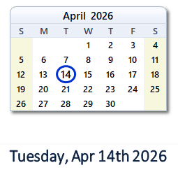 April 14, 2026 calendar