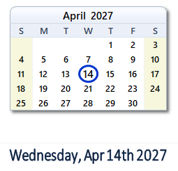 April 14, 2027 calendar
