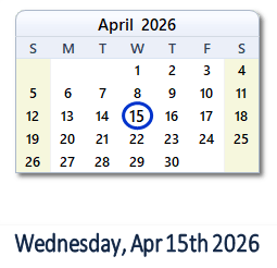 April 15, 2026 calendar