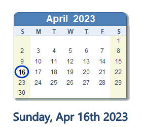 April 16, 2023 calendar