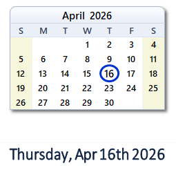 April 16, 2026 calendar