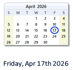 April 17, 2026 calendar