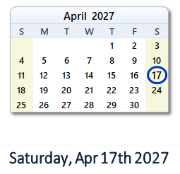 April 17, 2027 calendar