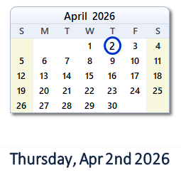 April 2, 2026 calendar