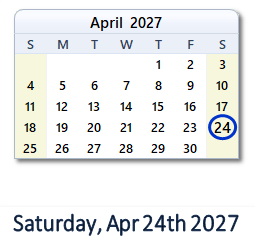 April 24, 2027 calendar