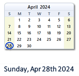 April 28, 2024 calendar
