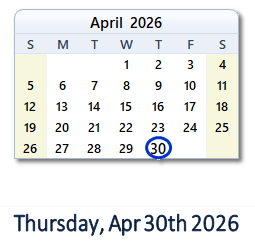April 30, 2026 calendar