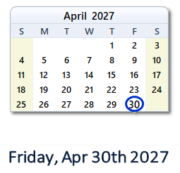 April 30, 2027 calendar