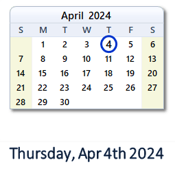4 April 2024 calendar