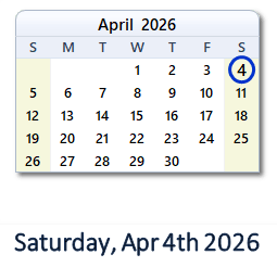 4 April 2026 calendar