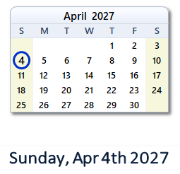 April 4, 2027 calendar