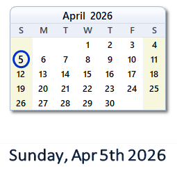5 April 2026 calendar