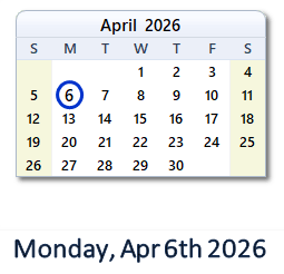 6 April 2026 calendar