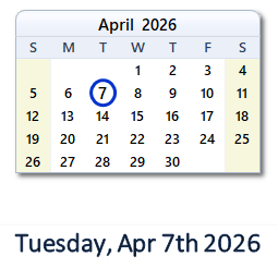 April 7, 2026 calendar