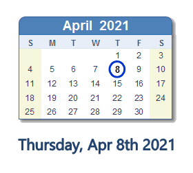 April 8, 2021 calendar