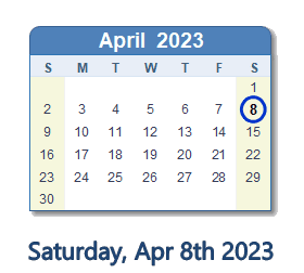 8 April 2023 calendar