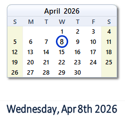 8 April 2026 calendar