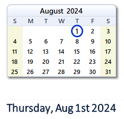 1 August 2024 calendar