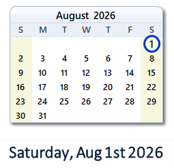 August 1, 2026 calendar