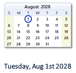 August 1, 2028 calendar