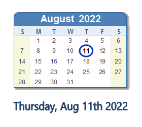 August 11, 2022 calendar