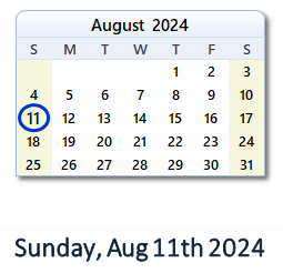 11 August 2024 calendar