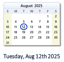 August 12, 2025 calendar
