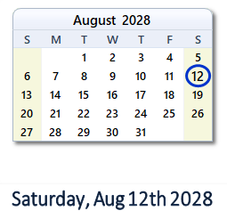 August 12, 2028 calendar