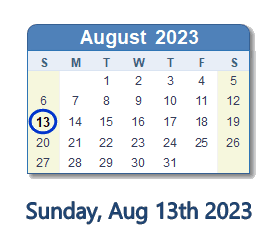 August 13, 2023 calendar
