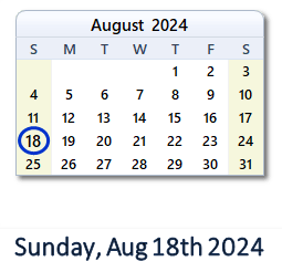 18 August 2024 calendar