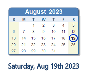 August 19, 2023 calendar