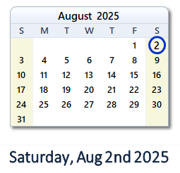 August 2, 2025 calendar