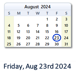 August 23, 2024 calendar